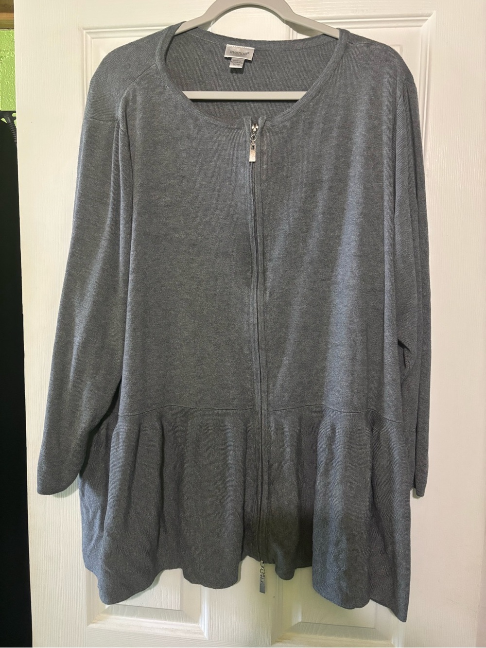 Avenue Gray Zippered Cardigan